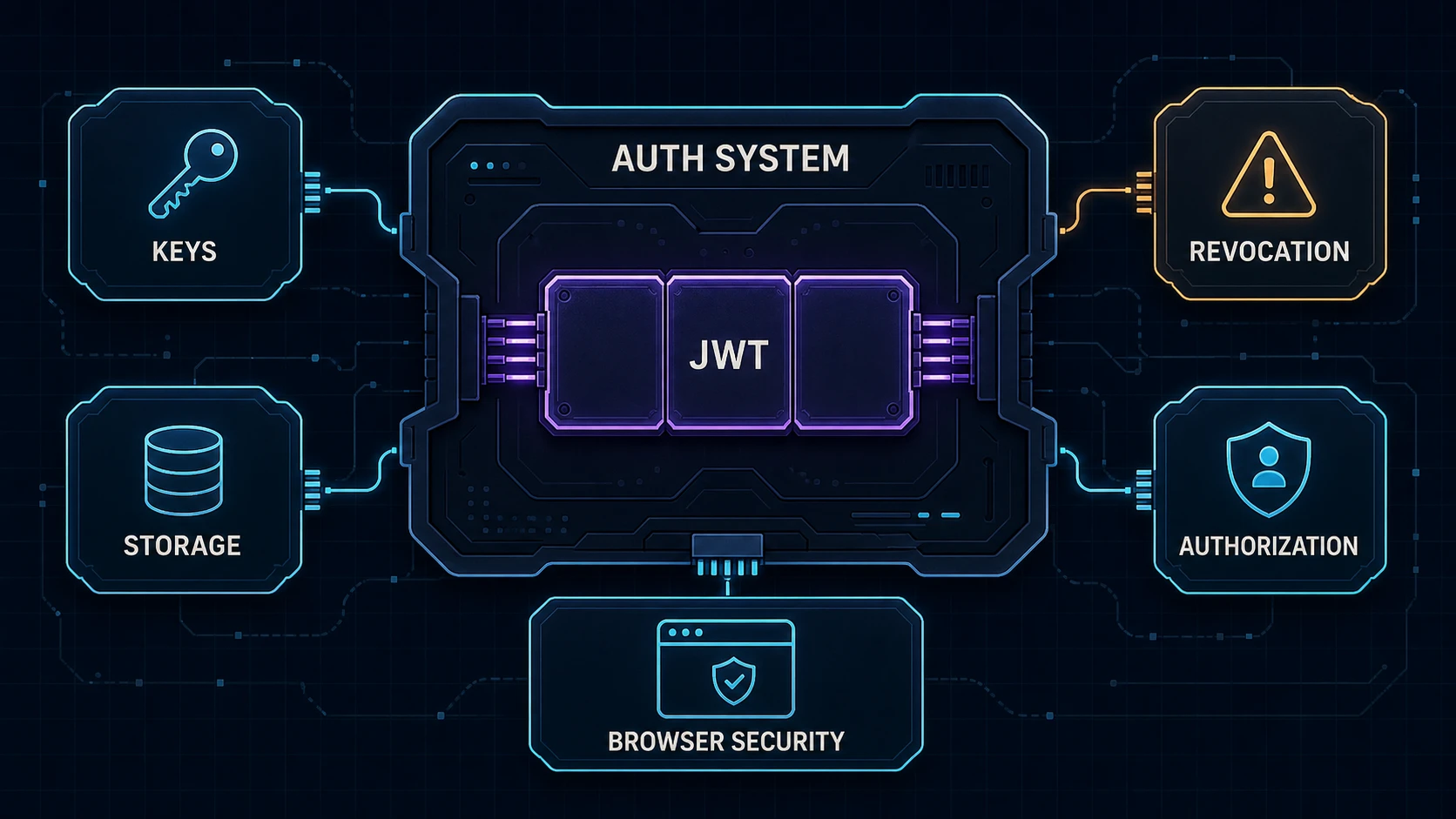 JWT surrounded by the security controls required to build a complete authentication system